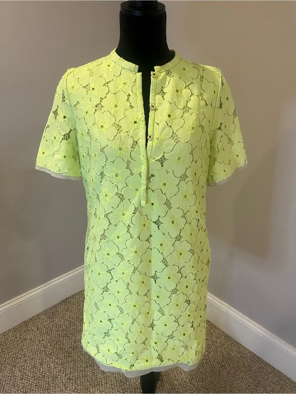 NWOT Diane von Furstenberg Neon Yellow Warner dress- size 6 - Picture 2 of 10